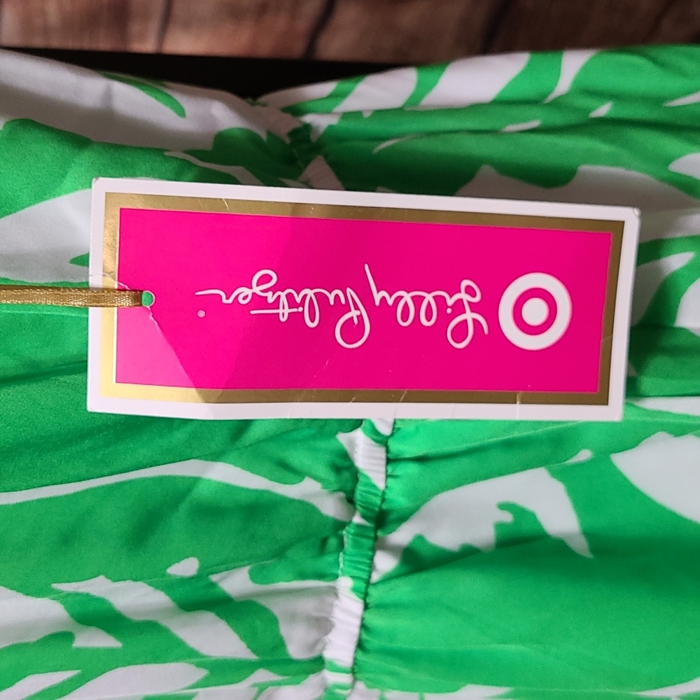 Lilly Pulitzer for Target Green & White Tropical Palm Jumpsuit-Extra Small - Picture 3 of 6